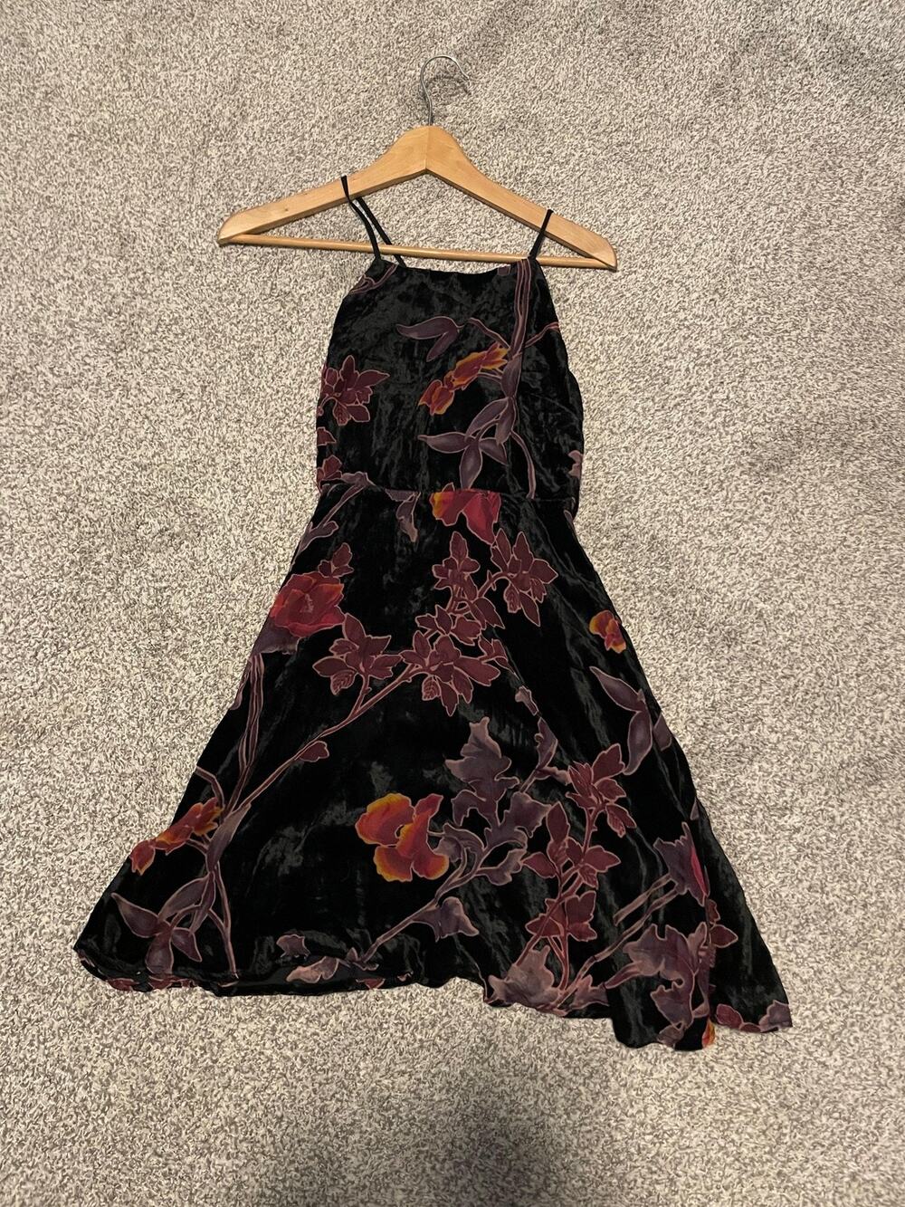 Nectar Clothing Slip Dress Womens Small Floral Velvet Halter Burnout Whimsigoth
